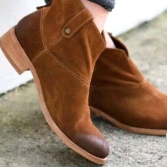 Johnston & Murphy Ankle Boots 9M Women’s Brown Suede Back Zipper - Picture 1 of 12